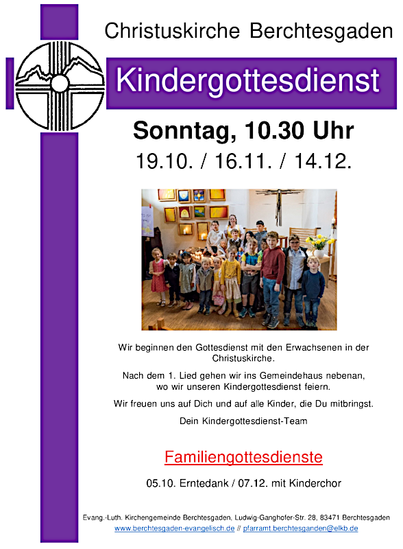 Einladung zu den Kindergottesdiensten