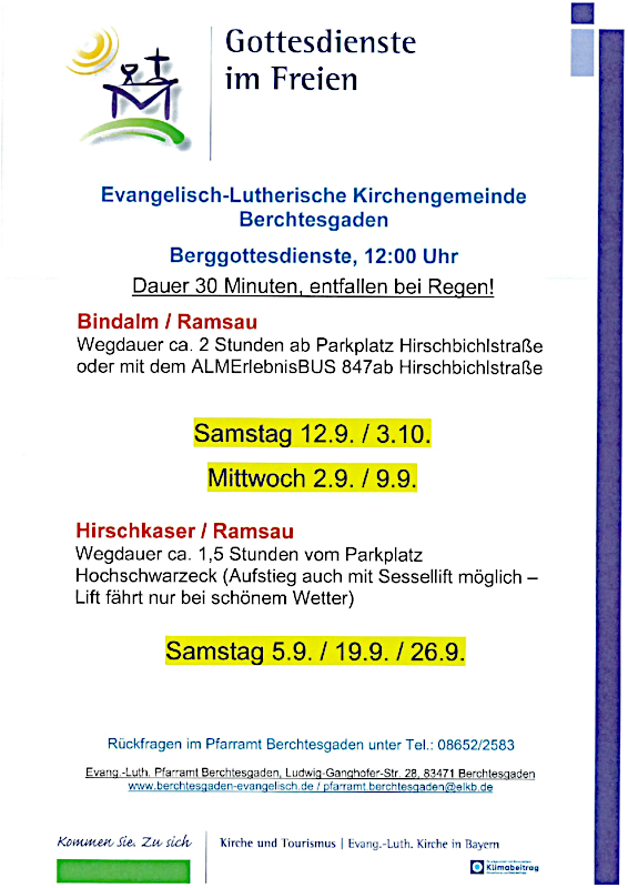 Einladung zu den Berggottesdiensten