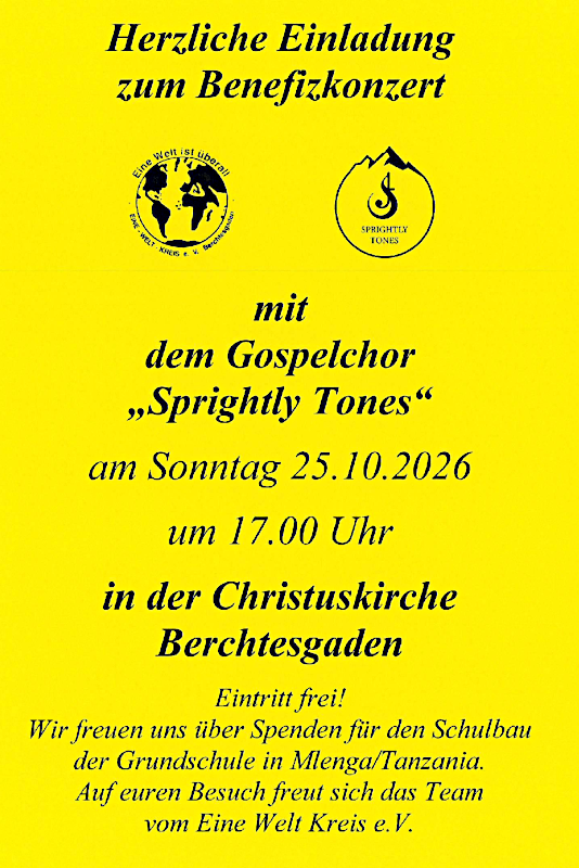 Einladung zum Benefizkonzert des Eine-Welt-Kreises